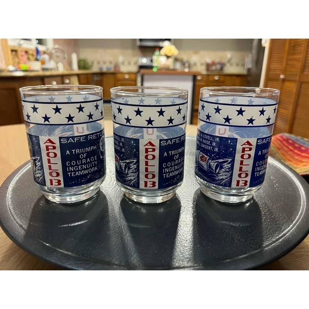 Vintage NASA Libbey Commemorative Glasses, Apollo 13, 10 Oz - Picture 2 of 4